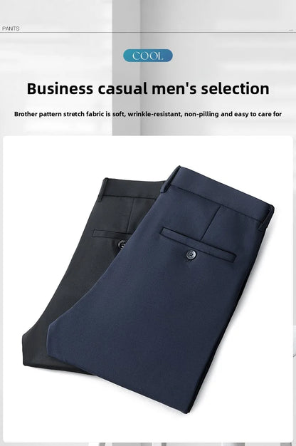 Top Quality New Brand Casual Fashion Long Pants Business Hight Stretch Straight Comfortable Korean Trousers Men Clothing.