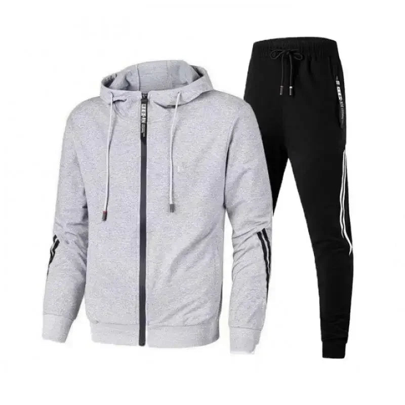 Herren Winter Trainings anzug Set einfarbige Hoodies und Kordel zug Jogging hose Loose Fit Freizeit Sportswear Anzug.