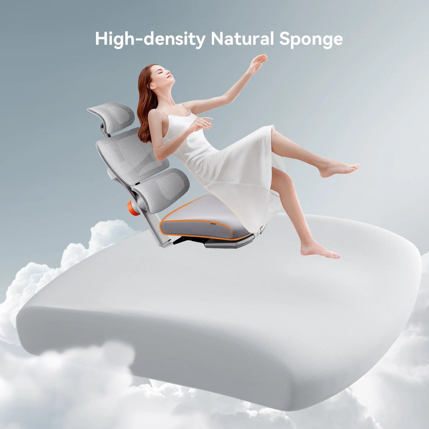 NEWTRAL NT002 Ergonomischer Bürostuhl mit Fußstütze, adaptiver Lordosenstütze, 3D Armlehne und Verstellbare Kopfstütze, Schreibtischstuhl aus Mesh für Büro