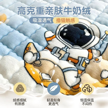 Winter Milk Velvet Mattress Toppers Thicken Quilted Bedsheet Student Bedspreads Washable Mattress Cover Queen Bedding Coverlets.