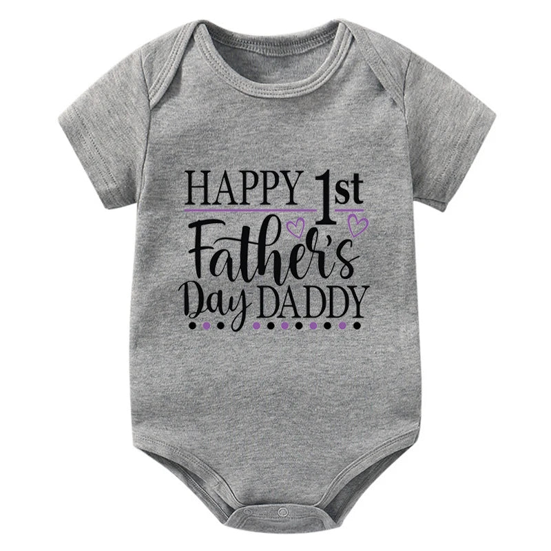 Happy 1st Vatertag Papa Druck neugeborenes Baby Jungen Mädchen Stram pler Kleidung Kleinkind Sommer Kurzarm Body Väter Tag Geschenke