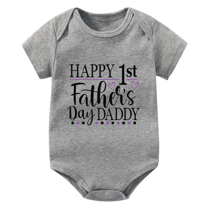Happy 1st Vatertag Papa Druck neugeborenes Baby Jungen Mädchen Stram pler Kleidung Kleinkind Sommer Kurzarm Body Väter Tag Geschenke