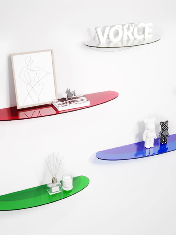 Bathroom Living Room Display Seamless Punch-free Fashion Decoration Color Acrylic Semi-circular Shelf Decoration Rack Storage.