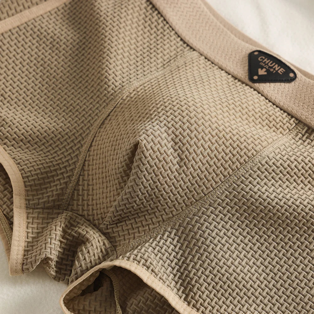 3 Teile/paket Mode Eis Seide Gestrickte Plaid Boxer Atmungsaktive Komfort Mesh Gabelung Unterhose Super Weiche Hohe Elastische männer Höschen