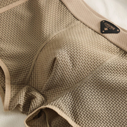 3 Teile/paket Mode Eis Seide Gestrickte Plaid Boxer Atmungsaktive Komfort Mesh Gabelung Unterhose Super Weiche Hohe Elastische männer Höschen