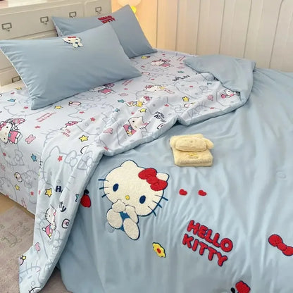 New Kawaii Hello Kitty Sanrio AnimeKuromi Winter Thickened Single both bed Plush Soft Quilt Cute Cartoon Cinnamoroll Warn.
