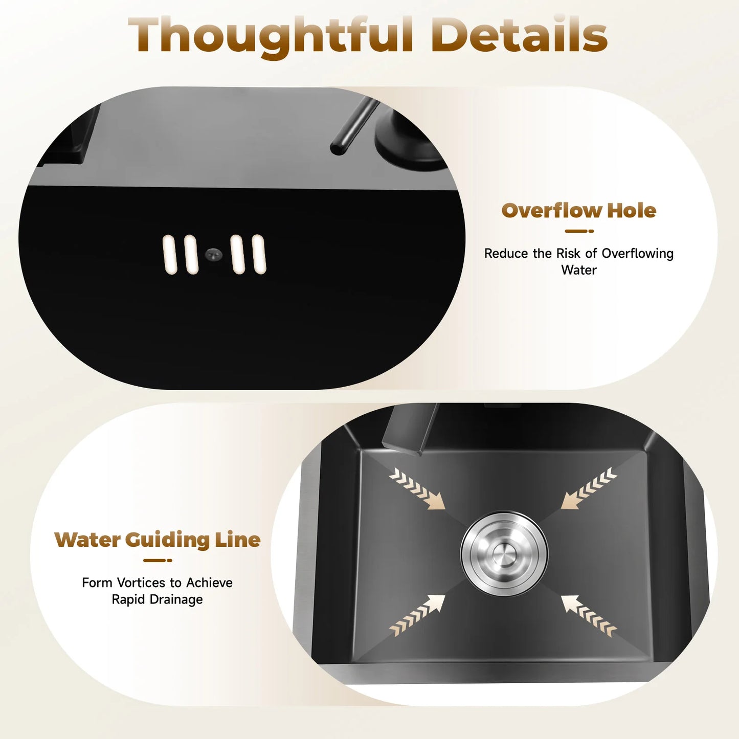 Einbauwaschbecken, Küchenspüle, Edelstahlspüle, mit Abfallset mit 360 °   Drehbarer Wasserhahn, Seifenspender und Abfallset