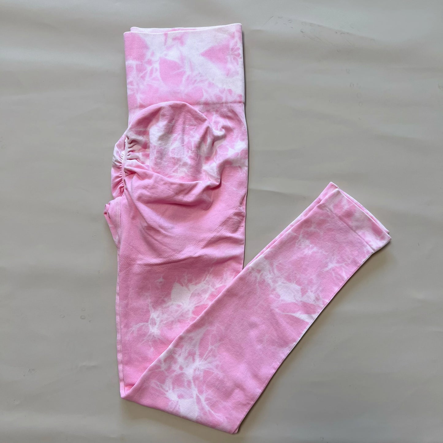 2 PCS Women Athletic Gym Leggings + Shorts Tie Dye Sports Workout Yoga Tights Butt Lifting Scrunch High Waist Yoga Pants.