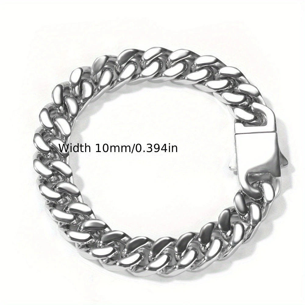 316 Stainless Steel Plated 18k Gold Fashion Crypto Cuban Chain Miami Rap Hip Hop Men's Bracelet Accessory