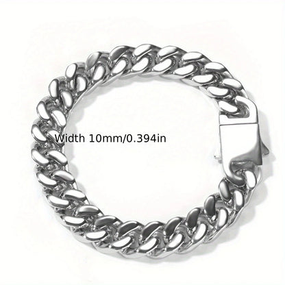 316 Stainless Steel Plated 18k Gold Fashion Crypto Cuban Chain Miami Rap Hip Hop Men's Bracelet Accessory