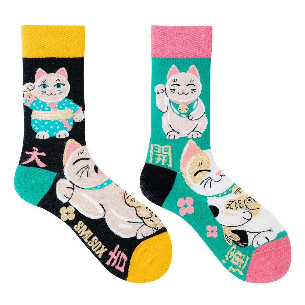 1 Pair Man Women Sock Original AB Tide Socks Colorful Cat Dog Koala Cow Cotton Socks Four Seasons Unisex Medium tube Socks Gift