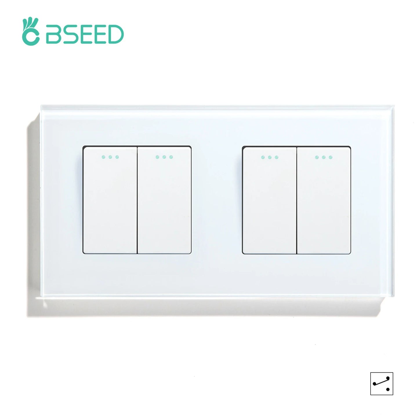 BSEED 1/2/3 Gang Wandschalter 2-Wege-Treppenlichtschalter Plus Typ-C USB-Buchse EU-Standard-Glasscheibe