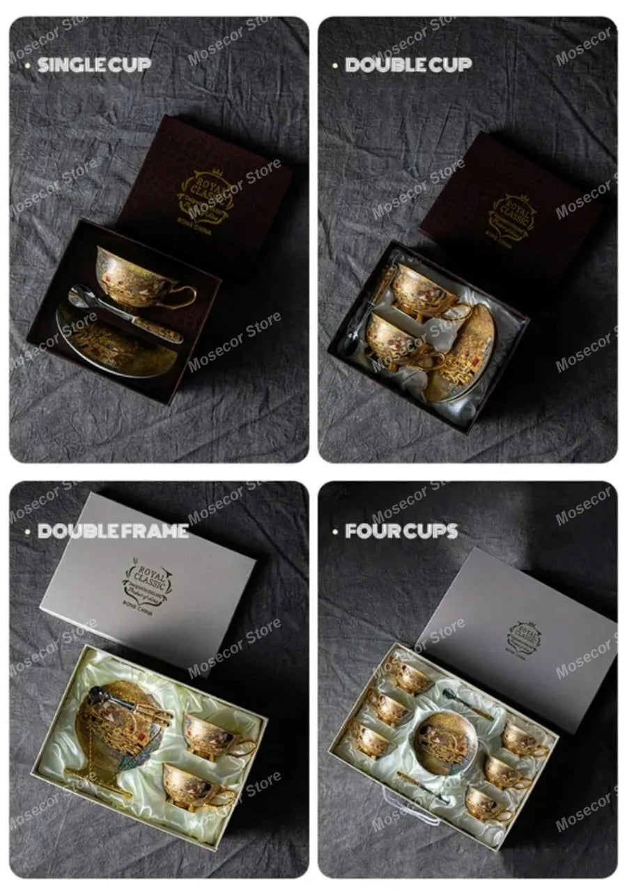 Egyptian Couple Coffee Cup European Bone China Coffee Cup Dish Set Ceramic Retro English Afternoon Tea Cup Set Coffee Mug.