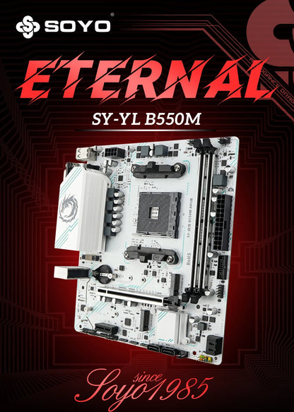SOYO AMD B550M Gaming Motherboard USB3.1 M.2 Nvme Sata3 DDR4 Dual Channel Supports RYZEN R3 R5 R7 3000 4000 5000 CPU AM4 Socket.