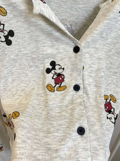 Cartoon Mickey Maus Pyjamas Frühling Herbst Langarm frauen Nachthemd Set Nette Hause Nachtwäsche V-ausschnitt Hause Kleidung.