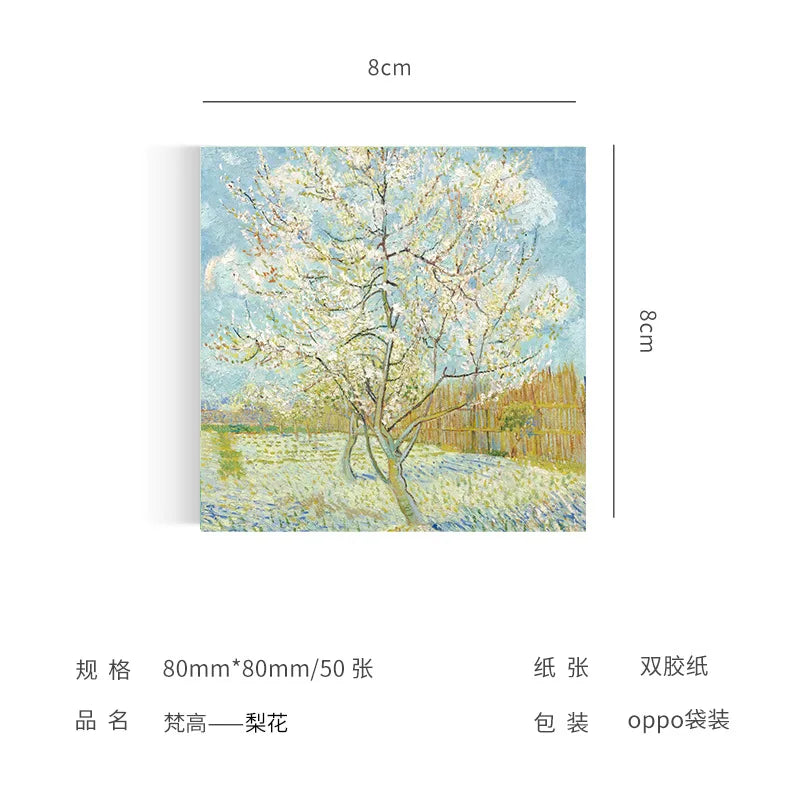 Malerei Memo Pad Monet Van Gogh Keine-klebrige Hinweis Aufkleber Scrapbooking DIY Notizblock Tagebuch Schreibwaren Schule Liefert.