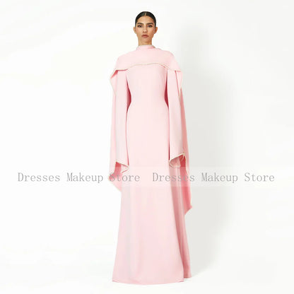 Elegantes Hochzeitskleid, schwarz, A-Linie, Perlen, lange Ärmel, O-Ausschnitt, Abendkleider, langer Schal, saudi-arabisches formelles Abendkleid