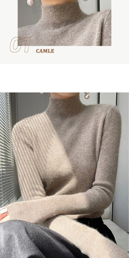 MEXZT Solide Pullover Frauen Hälfte Rollkragen Gestrickte Pullover Harajuku Koreanische Dicke Strickwaren Herbst Winter Mode Schlank Jumper.