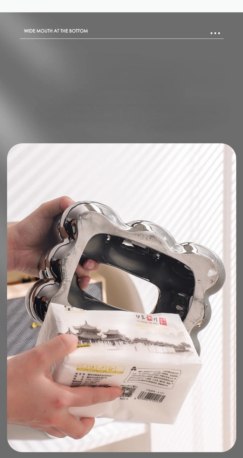 Ceramic Tissue Box Candy Drawer Napkin Paper Drawer Tray Household Storage Dining Table Tissue Box.