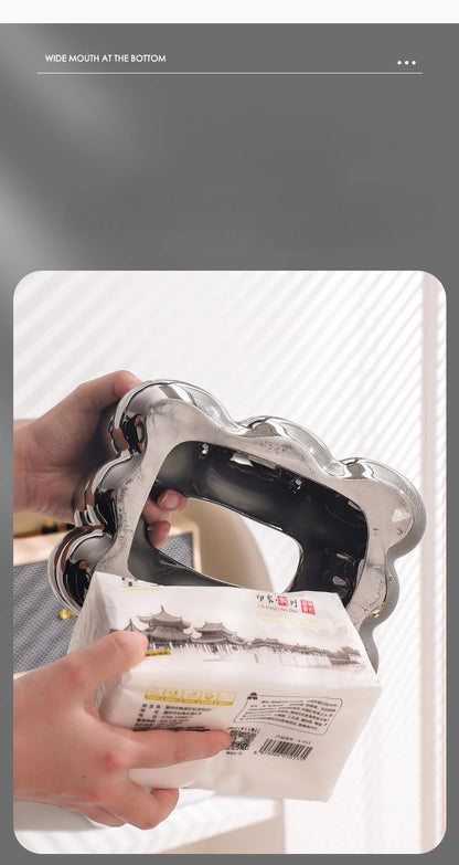 Ceramic Tissue Box Candy Drawer Napkin Paper Drawer Tray Household Storage Dining Table Tissue Box.