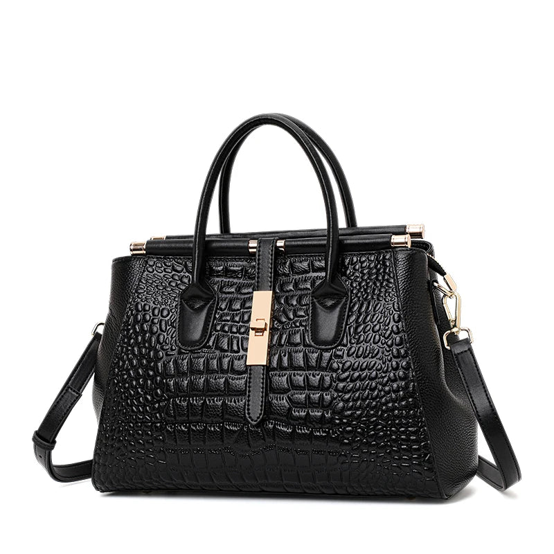 Aidrani Genuine leather women's handbag, fashion crocodile pattern design, high-end luxury cowhide bag large capacity.