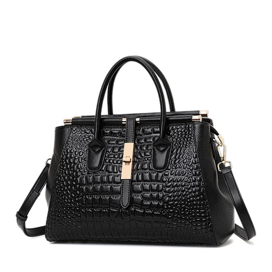 Aidrani Genuine leather women's handbag, fashion crocodile pattern design, high-end luxury cowhide bag large capacity.