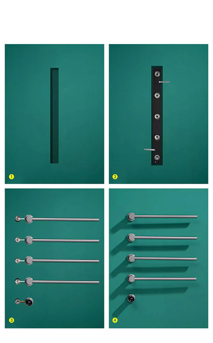 Bathroom Electric Heated Towel Rail Warmer Digital Display Temperature Time Control Smart Home Concealed Bar 304 Stainless Steel.