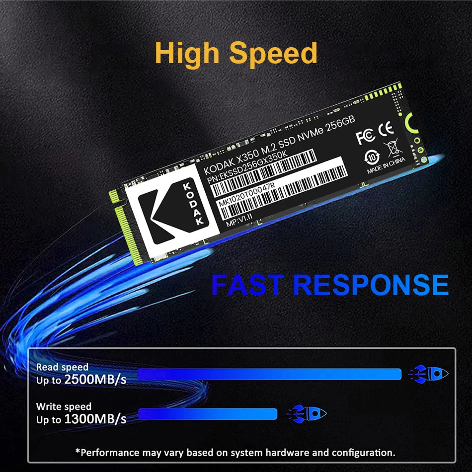 KODAK M.2 NVME SSD Gen3X4 PCIE3.0 M2 2280 Internal Solid State Hard Drive Read Speed Up to 2500MB/s for Gaming Laptop Desktop.