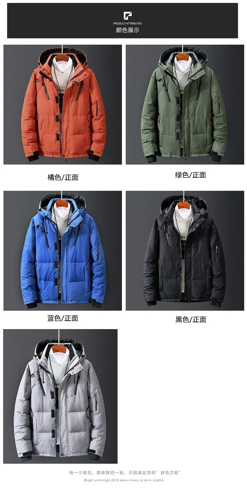 Men White Duck Down Parkas -20 Degree Winter Jacket Men's Thick Warm Snow Parkas Overcoat Windbreaker Hooded Parkas Coat Hombre.