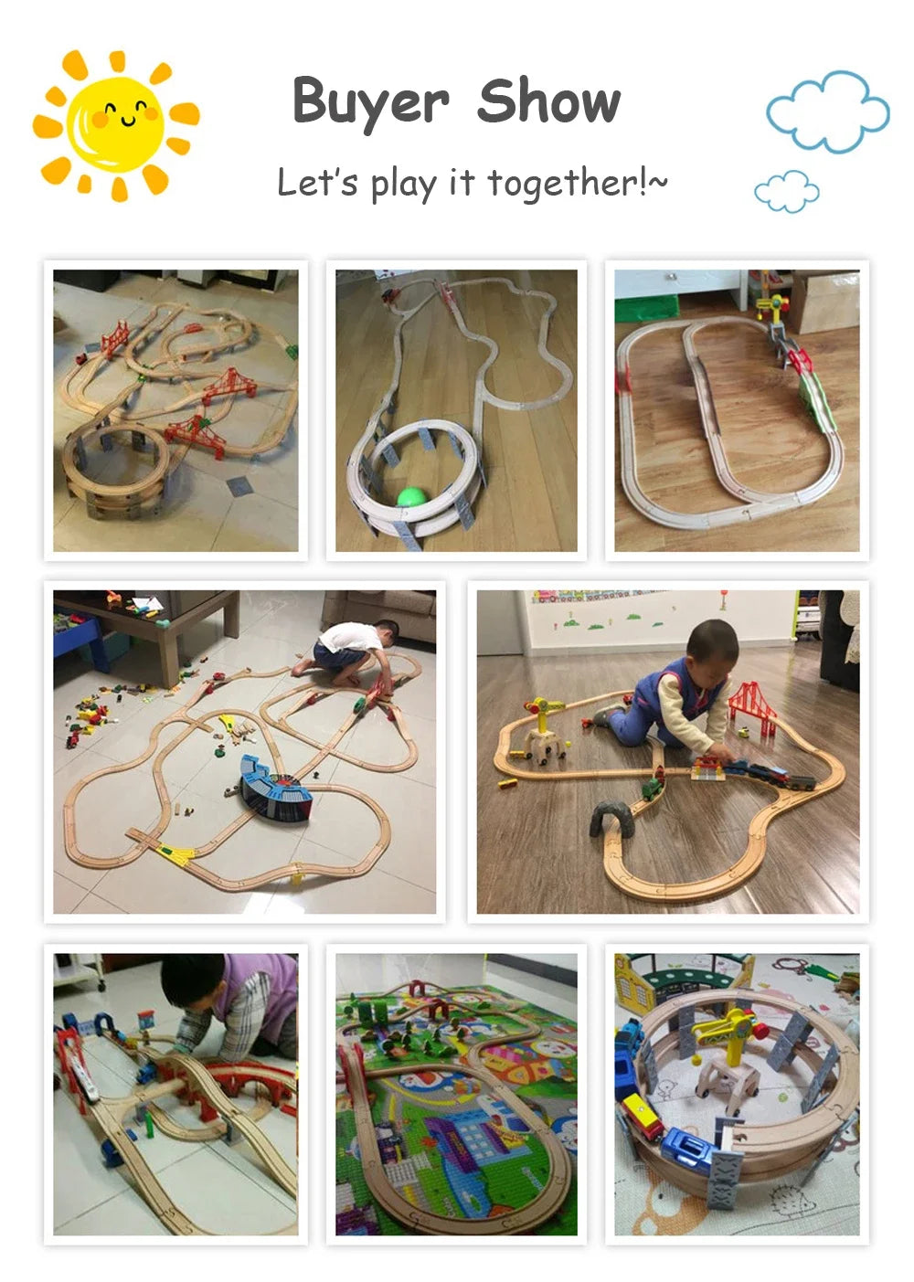 Train Tracks Wood Parts Railway Rails Racing Track Railway Bridge Fit Thomas Wooden Train Connector Children Toys Gifts For Kids.