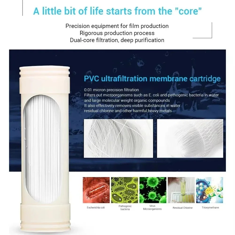 DIVEDEER 304 Stainless Steel Water Purifier PVDF Ultra Filtration Water Purifier Commercial Home Kitchen Direct Drinking Filter.