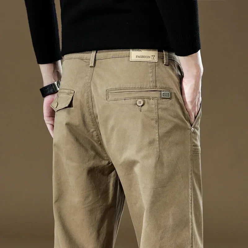 97% Cotton Men Casual Trousers Solid Color Slim Fit Men's Pants New Winter Autumn High Quality Classic Business Pant Male.