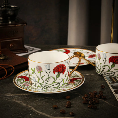 Russian Royal Porcelain Lomonosov Cartoon Rabbit Gold Plated Bone China Coffee Cup and Saucer Gift Box Gift Coffee Cup Set.