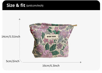 Women's Makeup Bag Small Vintage Purple Flower Large Capacity Cosmetic Lipstick Storage Bag Portable Coin Purse Commuter Clutch.
