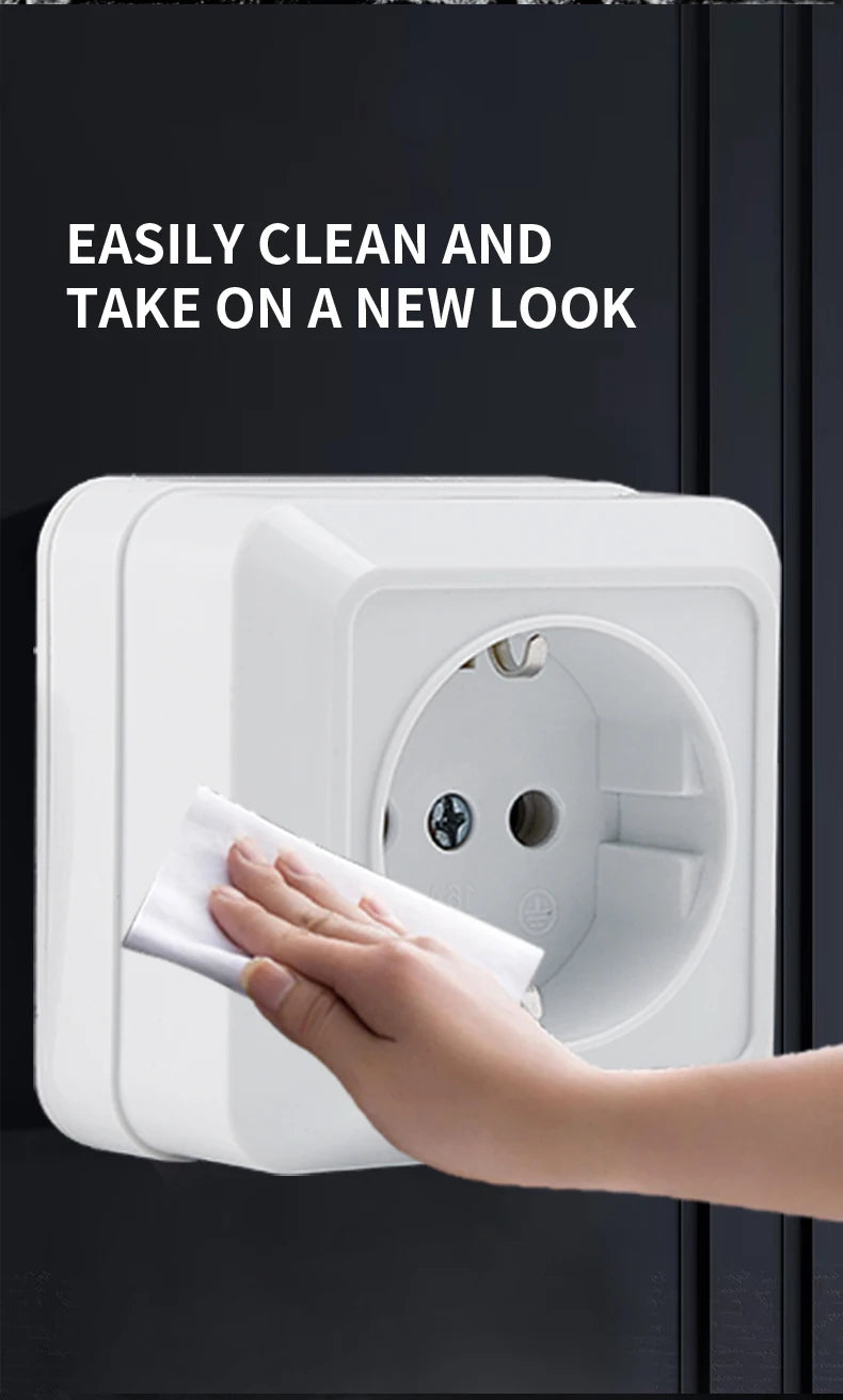 WESA Weiße Wandsteckdose, EU-Standard, Steckdose, Boden, Vintage-Oberfläche, Steckdose, Stecker, flammhemmender Kunststoff.