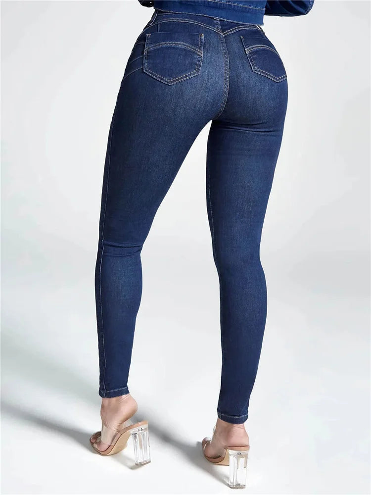 Women High Waist Stretch Skinny Hips Wrap Jeans Lady Slim Fit Classic Narrow Leg Denim Pencil Pants Y2k High Street Trousers.