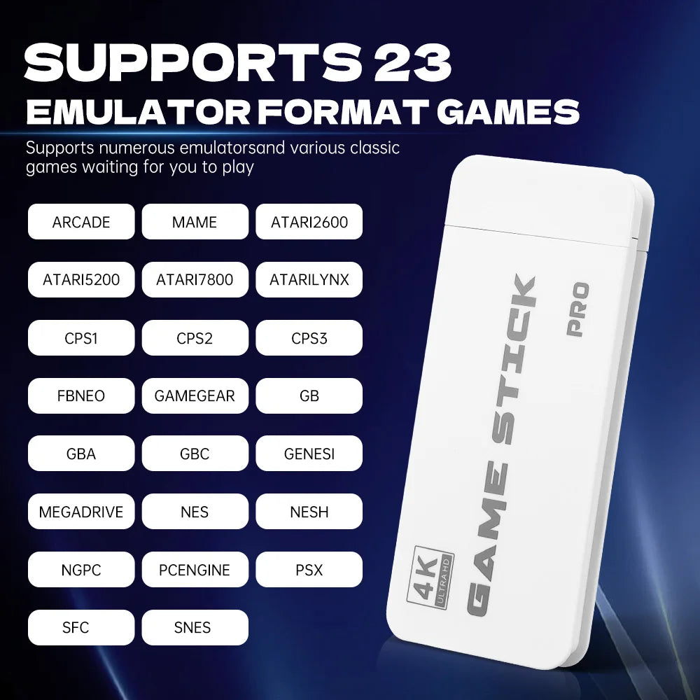 M15 4K Game Stick Mini Video Game Consoles Retro Handheld 20000 Games Player HD Video Game Stick 2.4G Dual Wireless Controller.