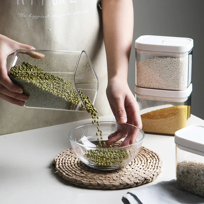 Clear Food Grade Plastic Storage Jar Airtight Seal for Kitchen Snacks Cereals Beans Kitchen Storage Organizer Kitchen Storage.