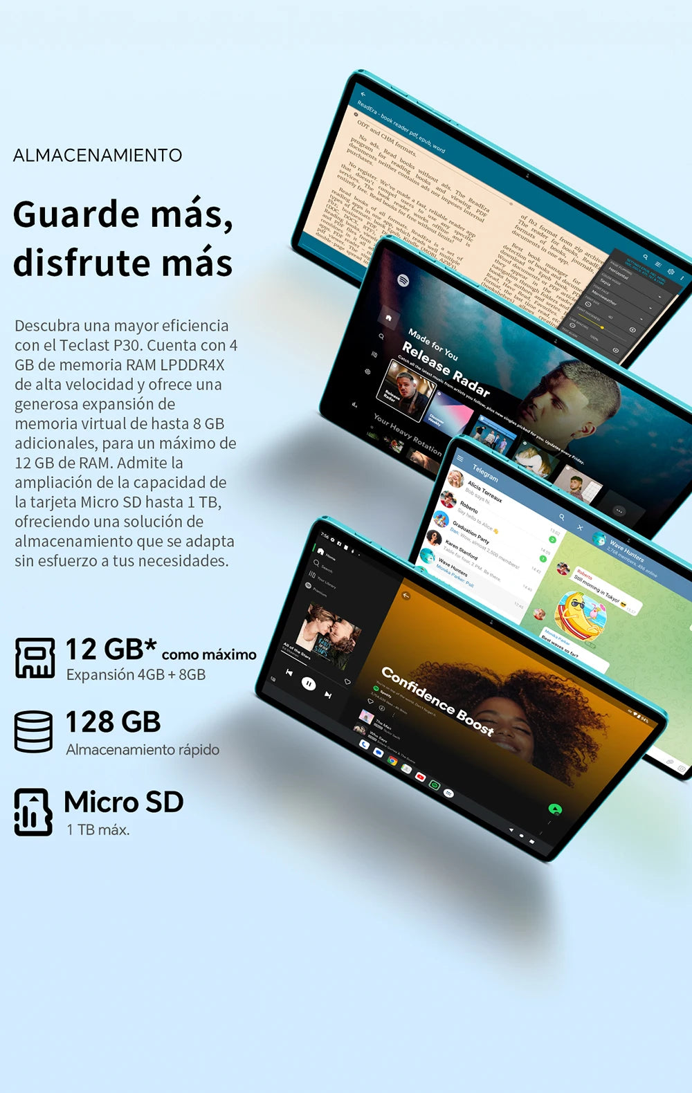 Teclast P30 Android 14 Tablet, 10.1 Inch, up to 12Gb Ram, 128Gb Rom, 1280X800 Ips, Unisoc T606, 8 Cores, 6000 Mah.