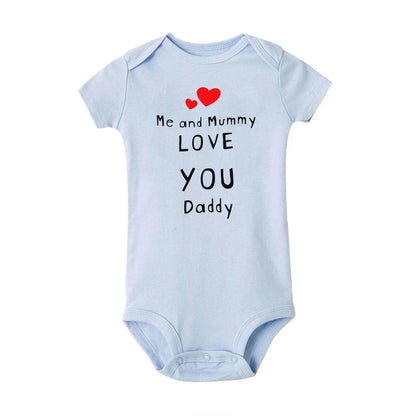 Ich und Mama Love You Daddy Baby Jungen Mädchen Overall Neugeborenes Baby Kleinkind Kleidung Kurzarm Body Valentinstag Geschenke
