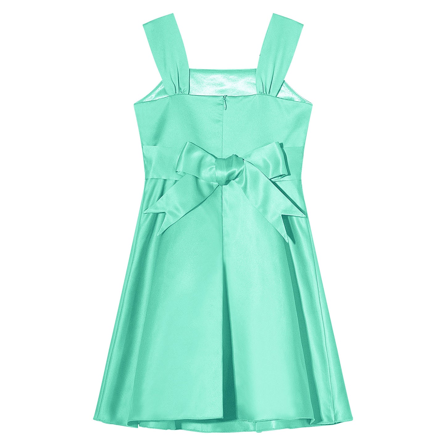 Mädchen Sommer ärmelloses Prinzessinnenkleid Elegantes Satin Hochzeit Brautjungfer Partykleid Große Schleife A-Linie Tutu für Geburtstagsabend