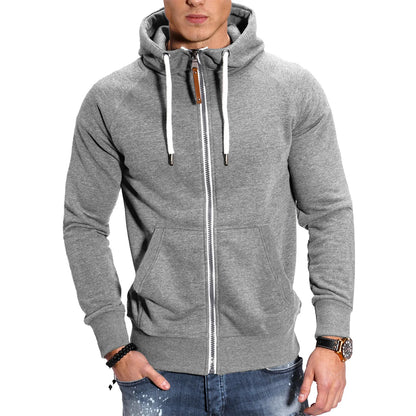 Men's Hoodies Long Sleeve Sweatshirts for Men Zipper Hooded Pullover High Neck Mens Sweatshirt Top Jacket Coat Black Sweater.
