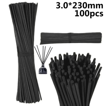 100pcs/Set 3.0x230mm Reed Stick Black Rattan Home Fragrance Diffuser Aroma Scent Oils And Accessories Room Freshener.