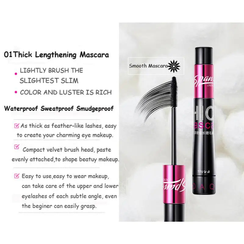 Sweatproof Mascara and Silk Fiber Set Grafting Mascara Set Moisturizing Liquid Curls Thick Eyelashes.