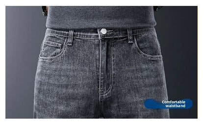 2025 Casual Jeans Young Men's Korean Style Business Straight Jeans Stretch Denim Pants Trousers Slim Fit Classic Cowboys Jeans