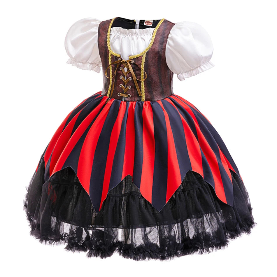Halloween Mädchen Cosplay Piratenkapitän Kleid Kinder Karneval Event Maskerade Party Festival Kostüm Kinder Performance Bekleidung.