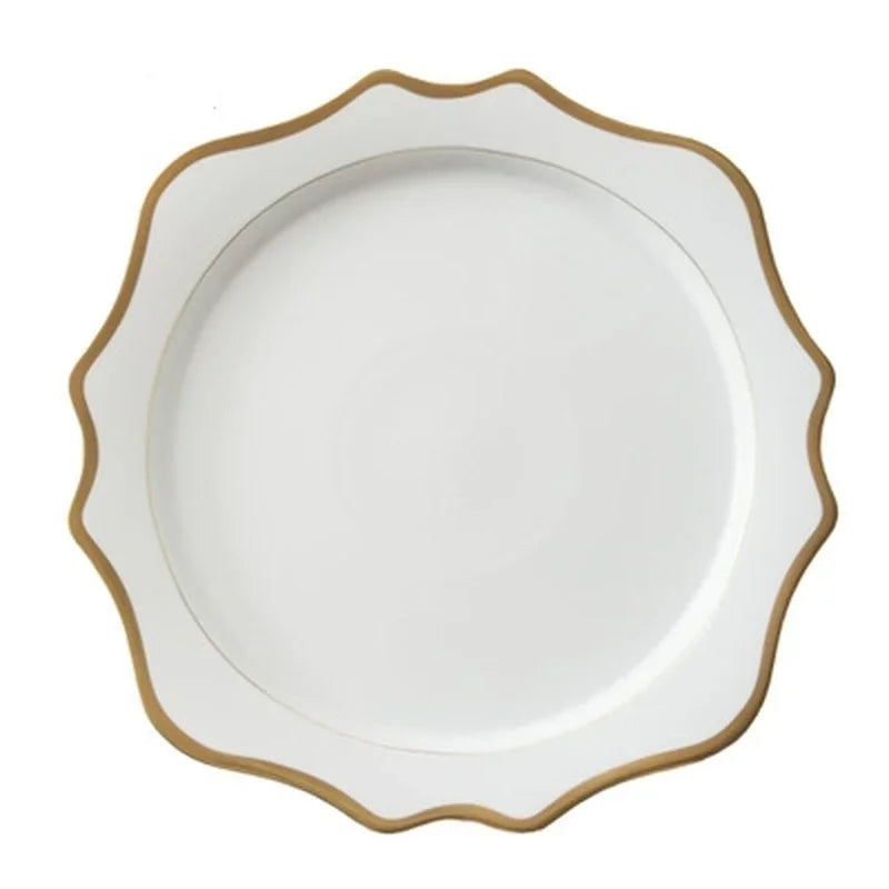 Multi Size Nordic Phnom Penh White Sun Flower Ceramic Plate Set Restaurant Wedding Household Bone China Western Steak Salad Dish.
