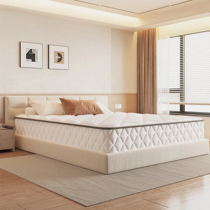 AUTHMIC Matratze, 22 cm dick, 7-Zonen-Unterstützung, mittelfeste, atmungsaktive Bett-Taschenmatratze zur Linderung von Rückenschmerzen, bequemer Schlaf