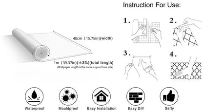 40cm PVC Dark Gray Waterproof Industrial Style Self-adhesive Wallpaper Library Living Room Bedroom Wall Renovation Vinyl Sticker