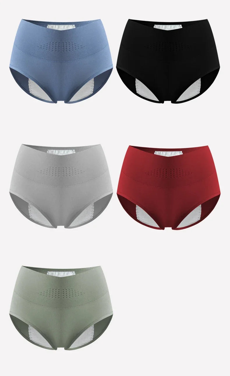 High Waist Period Underwear for Women Leakproof Cotton Menstrual Panties Plus Size 4XL Anti-Odor Absorbent Physiological Briefs.